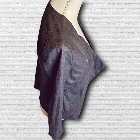 Lysse Black ‘Origami’ 2 Layer Lapel Open Front Vegan Leather Jacket Size XS - Picture 11 of 16